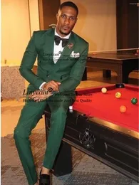 Men's Suits Fashion Green Wedding For Men Outfit Slim Fit Groom Tuxedos 2 Pieces Jacket Pants Set Man Prom Blazers Costume Homme