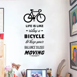 Das Leben ist wie Fahrradfahren Zitat Fahrrad Wandaufkleber DIY Radfahren Worte Vinyl Fahrrad Wandkunst Aufkleber Aufkleber Wandbild Heimdekoration