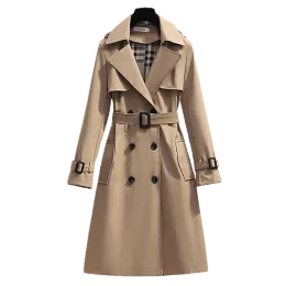 QNPQYX New Designers Spring England Style Donna Giacca a vento Sciolto Medio e Lungo Elegante Cappotto da cintura Trench lungo casual femminile