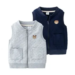 Waistcoat Children's Vest Kids Thicken Ytterkläder för pojkar Autumn Winter Girls Bomulls ärmlösa jackor 230606