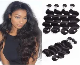 Brazilian Body Wave 4 Bundles Full Head 100 Unprocessed Virgin Remy Human Hair Weaves Extensions Natural Black Color6071206