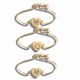 Braccialetti con ciondoli 26 lettera pl pesca cuore colore zircone gioielli catena femminile braccialetto di base per le donne di moda fai da te gioielli consegna goccia dhftx