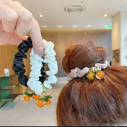 Andra älsklingar Strberry Persimmon Hair Rope Elegant Silk Hair Bands for Girl Women Holder Head Accessories