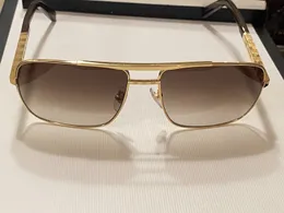 Modedesigner attityd solglasögon toppkvalitet attityd solglasögon för män metall fyrkantig guld ram uv 400 glas mens solglas UV400 lins gjord i Italien med låda