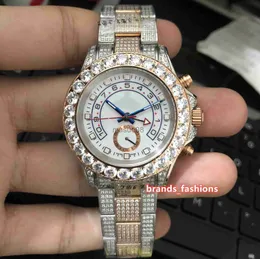 Other Watches Beautiful Men's Diamond Watches Large Diamond Bezel Stainless Steel Shell Watch Bi-rose Gold Strap Automatic Mechanical Wristwatch J230606