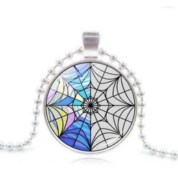 Collares pendientes Collar de miércoles Addams Cadena de cuentas de tela de araña de color explosivo para mujer