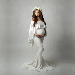 Maternity Dresses Pography Cape and Dress Sets Pregnancy Po Shoot Long Fitting Stretchy Pregnant 230605