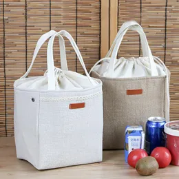 Dinnerware Sets Lunch Bags Cotton Linen Waterproof Durable Functional Women Student Office Worker Portable Insulation Handbag