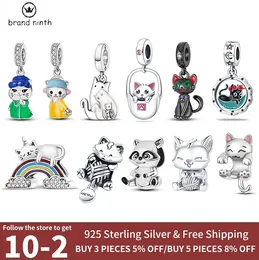 925 silver for pandora charms jewelry beads DIY Pendant women Bracelets beads Color Pocket Cute Cat Kitty