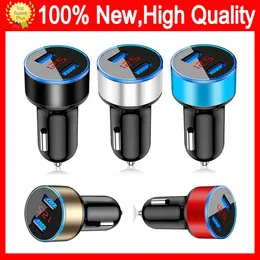 4.8A 5V Cars Chargers 2 Ports Car-Charge Car-Charger Cars Quick Charge Fast Charging For Samsung Huawei iphone 11 8 Plus Universal Aluminum Dual USB Car-charger Adapter