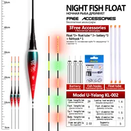 Fiske tillbehör 3st nano elektriska flottörer3pcs cr4253pcs float tube1 väskor lysande boya färskt vatten bouy natt accessorie 230606