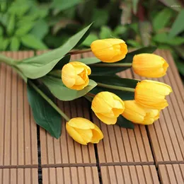 Decorative Flowers Good Fake Tulip Mini Simulation Flower Eco-friendly Clear Leaf Texture