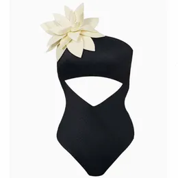 Swim Wear Sexy Hollow Out One Shoulder Piece Swimwear Women 2023 Floral Swimsuit Monokini Female Beach Bathing Suit Mujer 230605