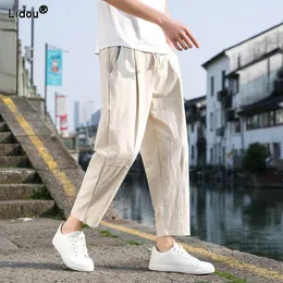 Men's Pants Simplicity Elastic Waist Handsome Men's Clothing 2023 Solid Color Loose Pockets Comfortable Casual Lacing Spring Summer