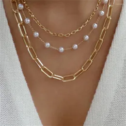 Colares com pingente Bohemian Multilayer Irregular Pearls Multi-Level Golden Chain Vintage For Women Colar Fashion Wedding Jewelry Gift