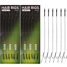 Haczyki rybackie 12pcs lider Carp Hair platformy z plecioną linią gotowe do kulek