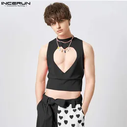 Men's Tank Tops INCERUN Men Tank Tops Hollow Out O-neck Sleeveless Summer Sexy Vests Solid Color Streetwear Stylish Casual Crop Tops S-5XL 230605