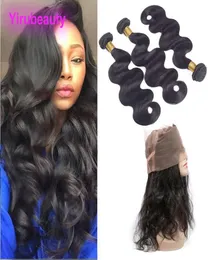 Malaysian Human Hair Pre Plucked Lace Frontal 360 With Bundles 4 Pieceslot Body Wave Human Hair Extensions Closure2825732