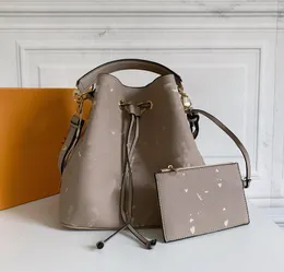 7a äkta läderdesigner väska kvinnor neonoe hinkväskor lyxiga axelväskor prägla handväska handväska crossbody väska handväskor tygväska hög kvalitet