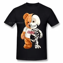 Men's T-Shirts Funny Skull Teddy Bear T-shirts Skeleton Bear T shirts Casual Clothes Men Fashion Clothing Cotton TShirts Tee Top 230606