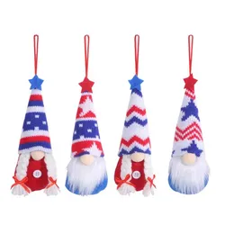 4 juli Plush Patriotic Gnomes Decorations Handmade Independence Day Hanging Ornament Veterana Day Gift Phjk2306