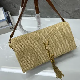 Дизайнерская соломенная сумка для плеча женская сумка с камерой подмышка