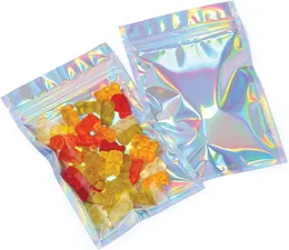 Mylar Bags with Ziplock 4 x 6" Rainbow Holographic Sealable Heat Seal Bags for Candy and Food Packaging Medications and Vitamins