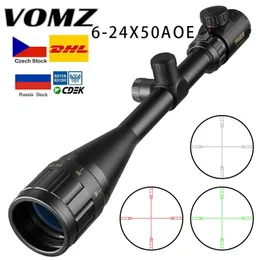 VOMZ 6-24X50 Tactical Optic Cross Sight Green Red Illuminated Riflescope Hunting Rifle Scope Sniper Airsoft Air Guns