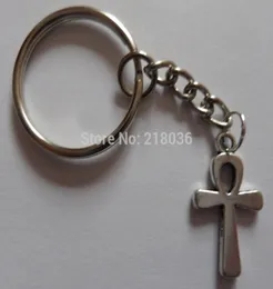 50pcs Vintage Silver ANKh CROSS Key Rings Keychain Ring For Keys Cat DIY Bag Key Chain Charms Accessories Findings Jewelry P498153432