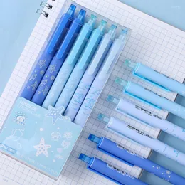 12 pçs/caixa Press The Neutral Creative Ocean High-value Student Brush Pen Kawaii School Materials Stationary