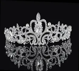 Shining Beaded Crystals Wedding Crowns 2016 Bridal Crystal Veil Tiara Crown Headband Hair Accessories Party Wedding Tiara8945181