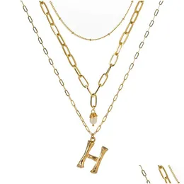 Hänghalsband 26 az engelska inledande halsband guldkedjor bambu brev mtilayer choker mode smycken vilja och sandig gåva släpp dhvip