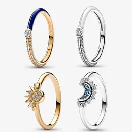 2023 neue 925 Silber Eheringe für Frauen Mann Paar Urlaub Verlobungsgeschenke DIY passen Pandora Celestial Sun Moon Ring Designerschmuck mit Box