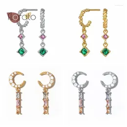 Stud Earrings Korean Exquisite Water Drop Pendant 925 Sterling Silver Ear Needle Moon Hoop Minimalist Jewelry For Women Birthday Gift