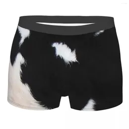 Underpants Male Sexy Smooth Rustic Black Cow Hide Print Underwear Boxer Briefs Men Stretch Shorts