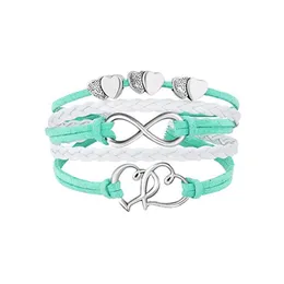 Charm Armband Infinity Double Heart Armband Weave Leather Wrap Mtilayer Women Fashion Jewelry Will and Sandy Drop Delivery DHGRZ