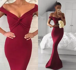 Burgundy Off Shoulder Long Mermaid bridesmaid Dresses Women Pormal Everenly Everenling Evening Party Gowns Haid of Honor Size Aso Ebi Trumpet Wedding Guest Dress CL2382