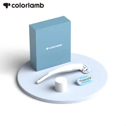 Depilador colorlamb navalha para mulheres, barbear estilo baleia, 5 camadas de lâminas, cartucho de recarga, remoção de pelos de biquíni, conjunto de barbeador manual magnético