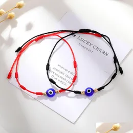 Charm Bracelets Evil Turkish Lucky Eye For Women Handmade Braided Red Black Rope 7 Knots Good Luck Jewelry Friendship Bracelet Drop D Dhsvy