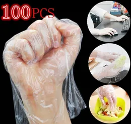 100 PÇSPacote Luvas Descartáveis Ecológicas Transparentes Látex Plástico Preparado para Alimentos Seguro para Uso Doméstico Luvas Anti-Bactérias Touchless9817331