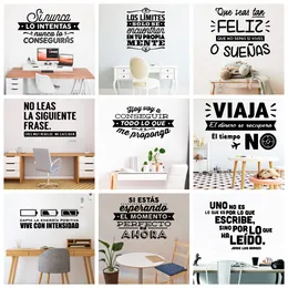 Spanish Decals French Words Quotes Vinyl Wall Sticker For Office Room Decor Stickers Living Room Wallpaper Wall Deacls Mural