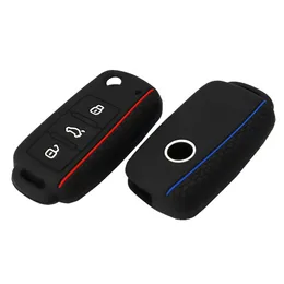 Car Key Case for VW Golf Jetta POLO for Skoda Yeti Superb Rapid Octavia for SEAT Leon Ibiza 3 Button Silicone Key Cover