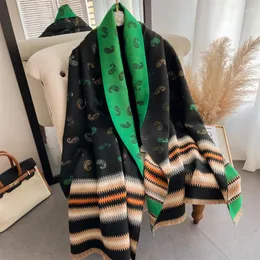 Lenços grossos e quentes de caxemira xale envoltórios para mulheres cachecol de inverno clássico paisley listrado pashmina estolas cobertor bufanda echarpe 2023