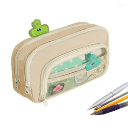 Aesthetic Pencil Case Transparent Pouchl Multifunction Bag With Zipper Mesh Pocket