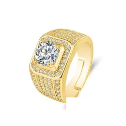 Pierścienie klastra złota męska cz palec pierścienia palec otwarty regulowany sześcien cyrkonia diamentowa biżuteria moda mody Will i Sandy Drop Gelive Dhtdo