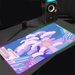 Rests LED Gaming Mouse Pad RGB Anime Large Keyboard Cover Rubber Computer Carpet Desk Mat PC Game Mousepad Sailor Moon Landscape