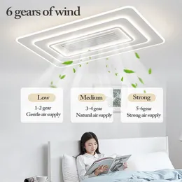 LED -lampans takfläkt 6 hastigheter sovrum AC220V takfläkt med fjärrkontroll med ljusarmatur osynlig bladfri elektrisk fläkt