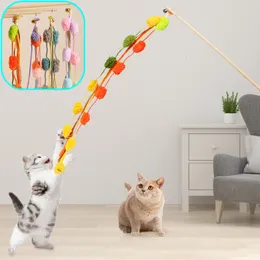 Kattmöbler skrapare leksaker roliga interaktiv ullkulsträng trä stick handtag själv hej bettbeständig husdjur teaser