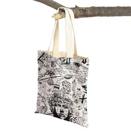 Shopping Bags Joseph Klibansky Graffiti Into My Heart Foldable Cloth Women Shopper Harajuku Canvas Tote Lady Bag Handbags