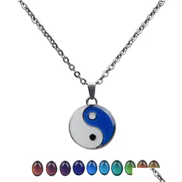 Pendant Necklaces Yinyang Color Changing Temperature Sensing Necklace Coin Women Children Fashion Jewelry Will And Sandy Drop Delive Dhvje